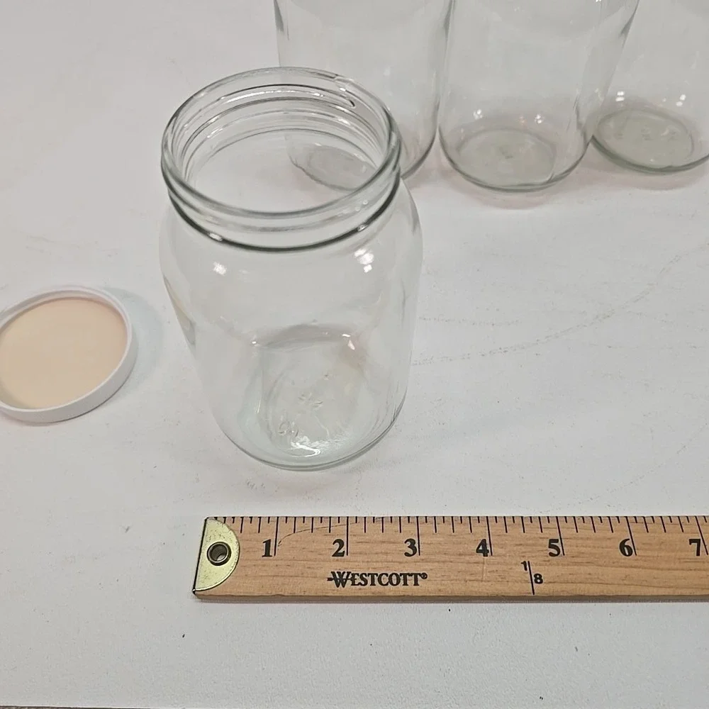 5 Pack 16 Oz Clear Glasd Jars with Plastic Lids Food Storage‎
